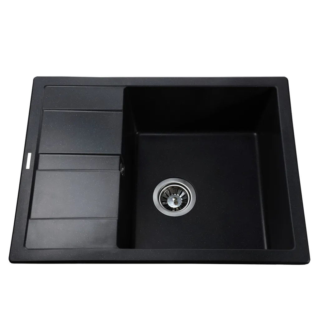 Гранітна мийка Globus Lux ONE 650х500-А0001, чорний металік- Фото 1